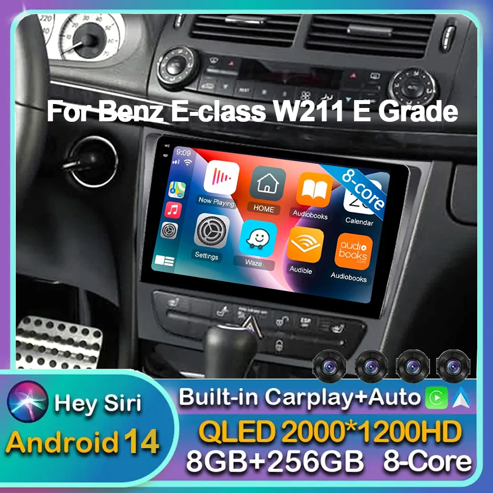 Android 14 Carplay Car Radio For Benz E-class W211 E200 E220 E300 E350 E240 E270 E280 CLS CLASS W219 Multimedia Player Stereo BT