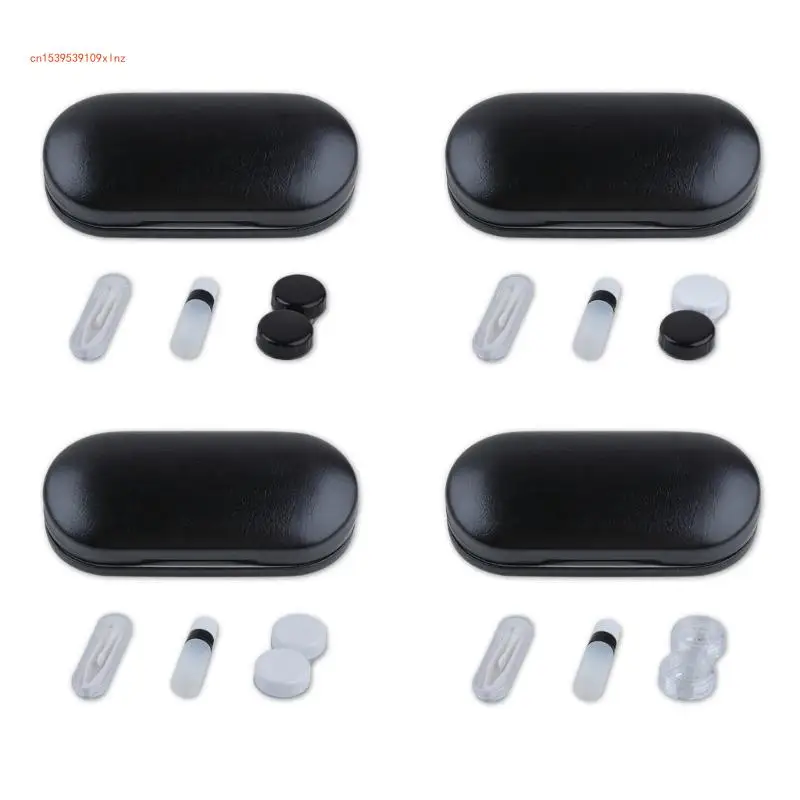 

Stylish Double Compartment Glasses Case Travel Contacts lens Storage Box with Remover Kits Eyeglass Holder Practical