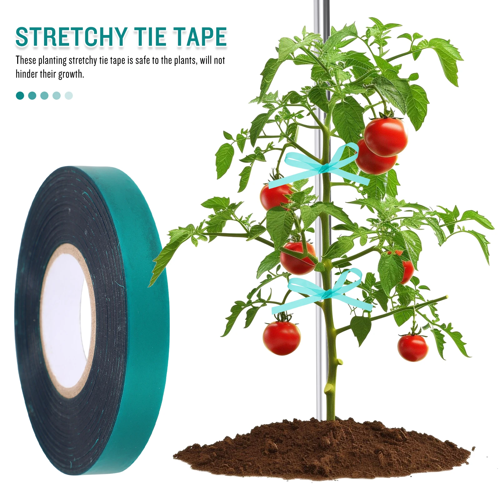 

2 Rolls Green Elastic Plant Tapes Gardening Grafting Supplies Reusable PVC Bands Fixing Climbing Plants Fruit Tree Tape