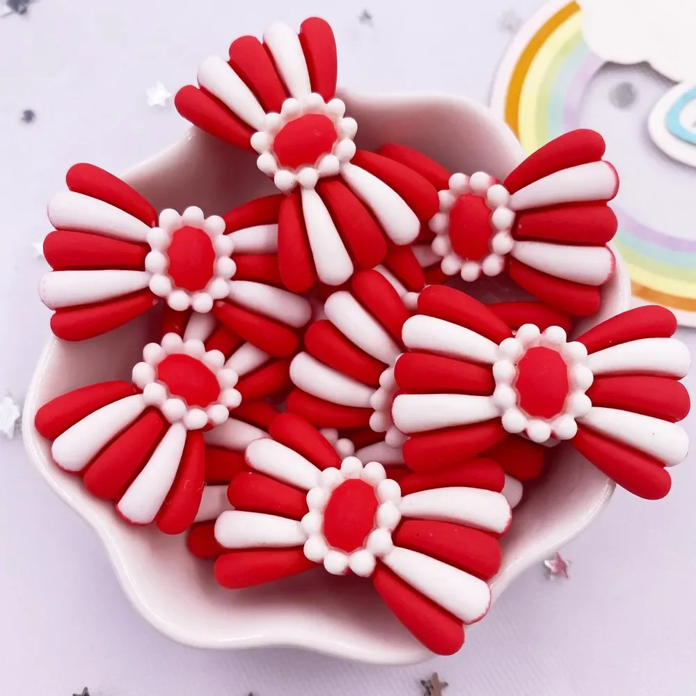 10 pz resina carino striscia colorata Bead Bowknot Flatback Cartoon Christmas Figurine Scrapbook fai da te Home Decor Bow Crafts M312