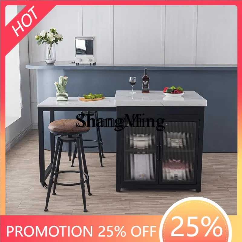 

ZYY premium exquisite kitchen island dining table integrated household telescopic cooking table separate wall storage cabinet
