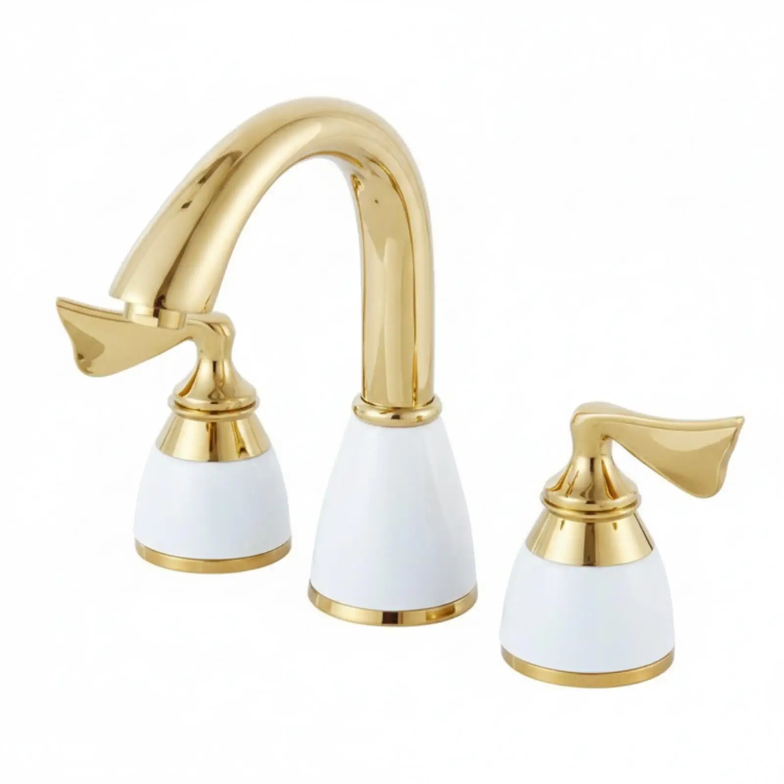 Classic Bathroom Sink Faucet Widespread Antique Basin Tap Two Handle Copper Ceramic Durable Easy Clean for Vanity