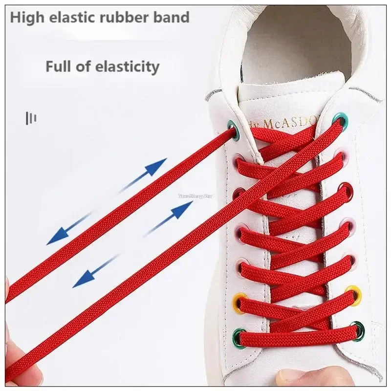 1 زوج لا التعادل الربيع مشبك قفل سريع الأربطة من الملونة مطاطا حذاء رياضة الأربطة الرجال والنساء متعطل الأربطة إكسسوارات أحذية #3