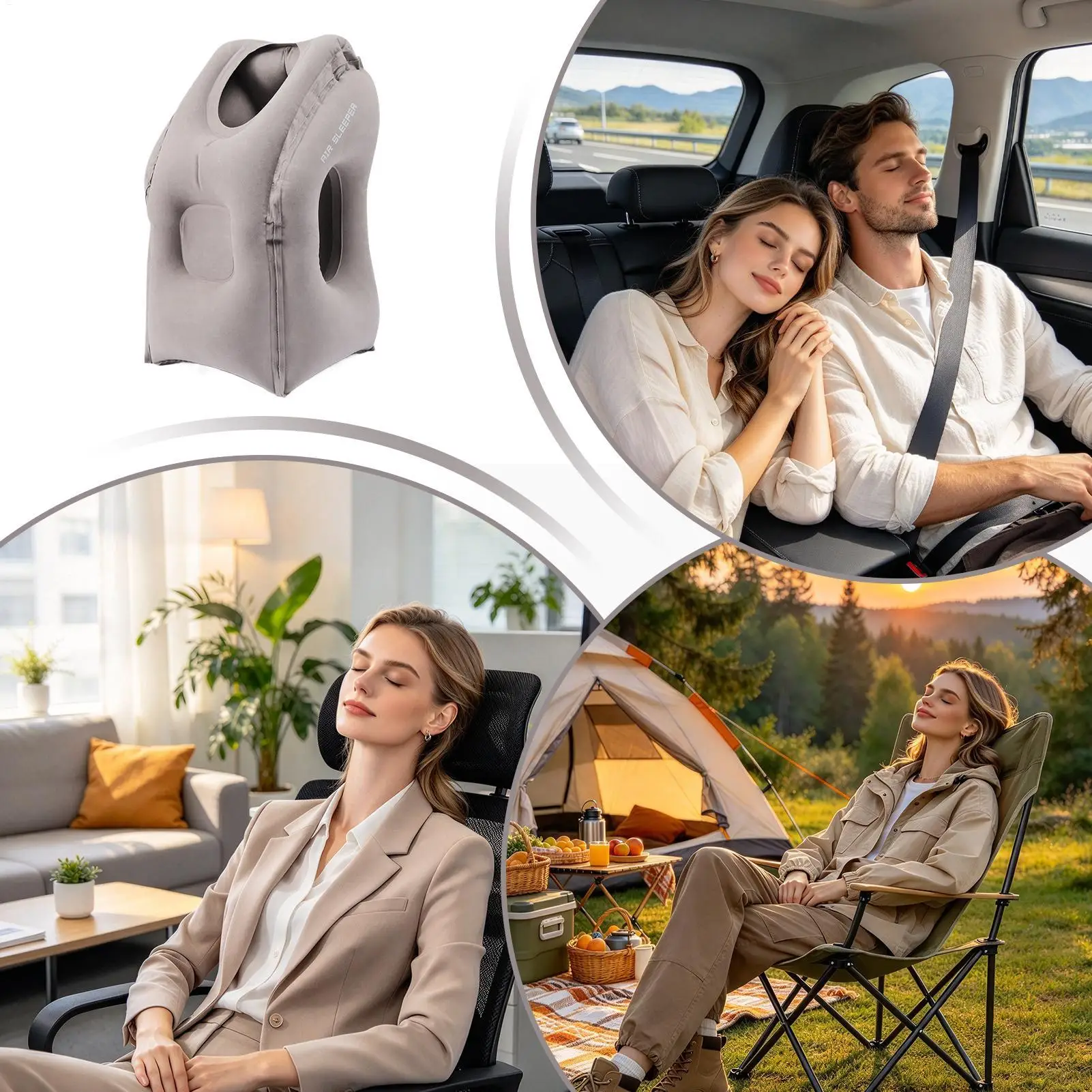 Travel Pillow Portable Inflatable Ergonomic Comfort Support Airplane Travel Pillow Neck Cushion For Office School Car Train Road