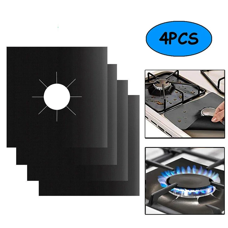 4pcs Household Kitchen Cleaning Accessories-Gas Stove Surface Protective Pad Washable Oil Resistant And Stain Resistant 27x27cm