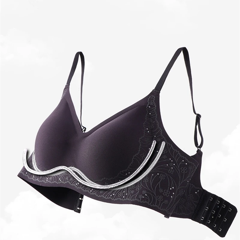 Sexy Lace Seamless Women's Bra No Wires Small Breast Push-Up Breathable Sweat-Absorbent Underwear Comfortable Feminine Design