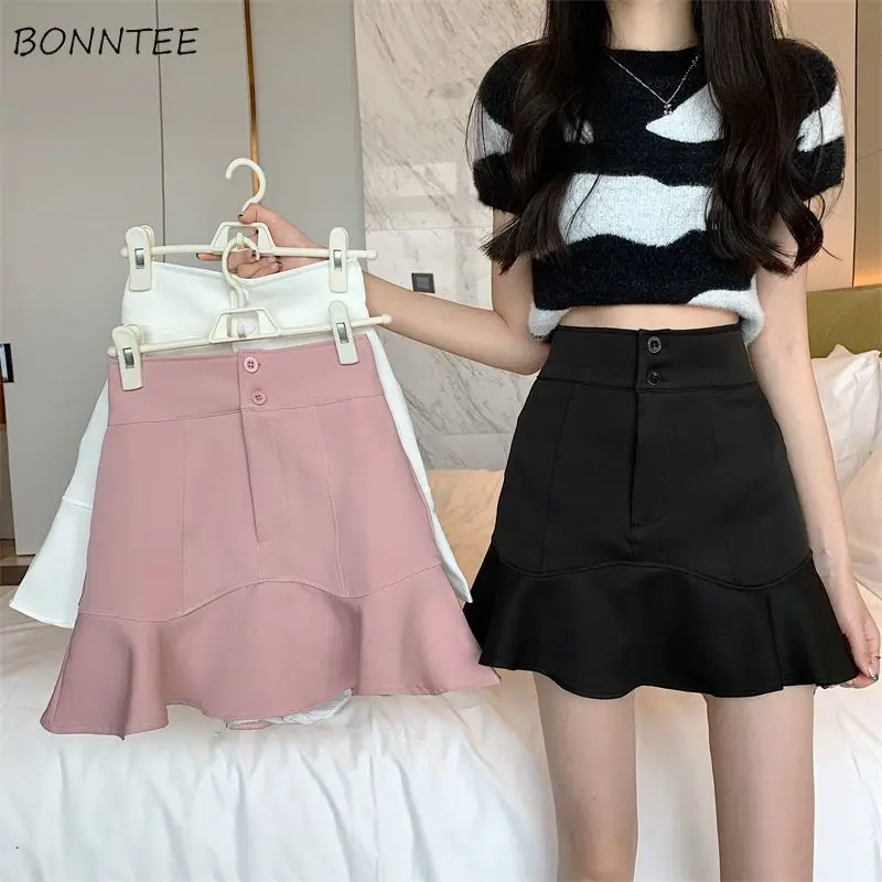 

4XL Summer Mini Skirts Women Hotsweet Ruffles Trumpet Y2k Skirt Korean Style Girlish Sexy High Waist Stylish Faldas Mujer Lovely