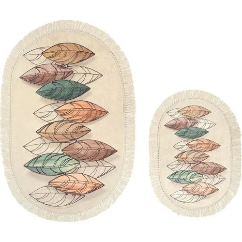 Land Of dowry Leaf Oval Bath Mat Set 2 Li