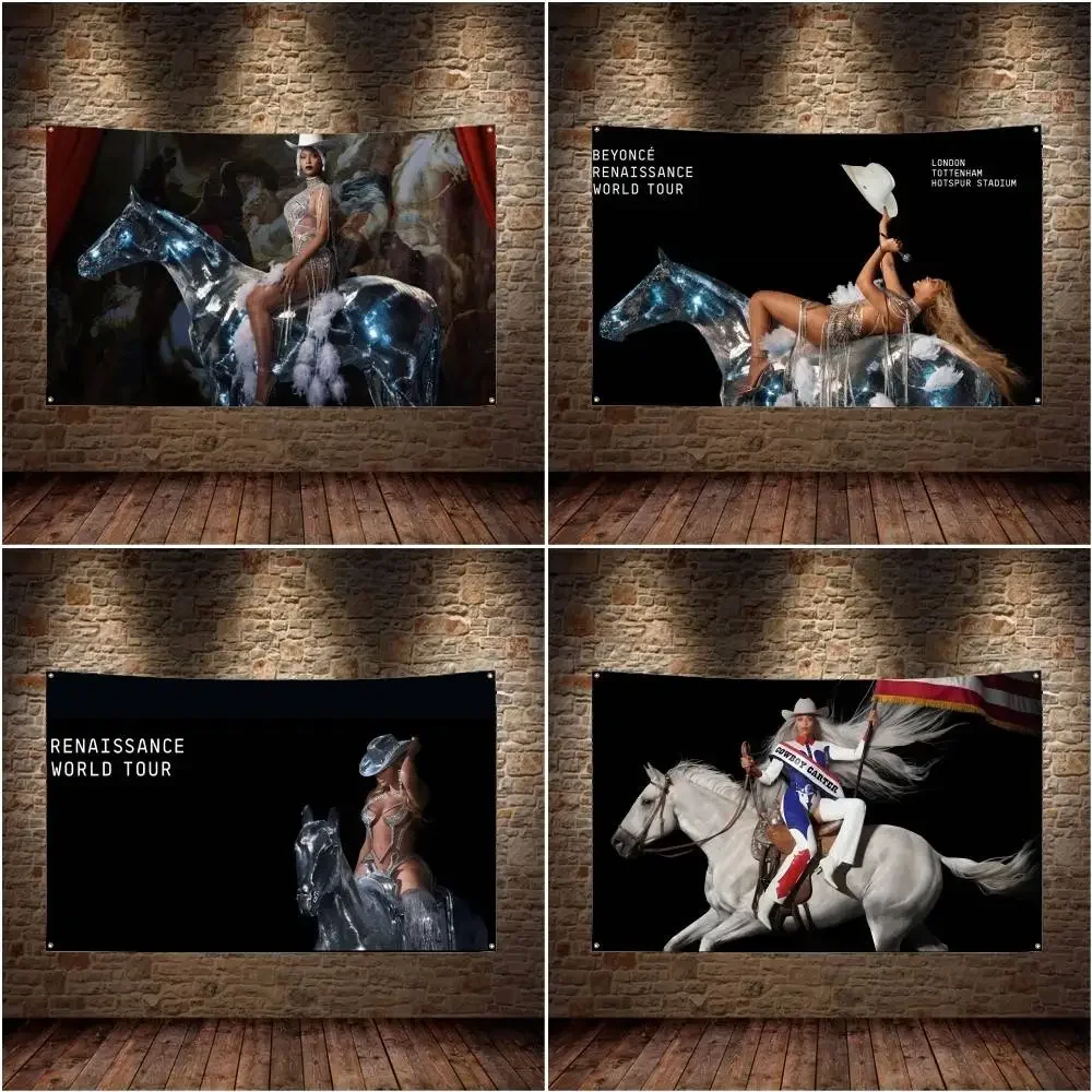 B-Beyonce Renaissance Flag Home Decor Tapestries Banners Background Decorations Children's Banners Holiday Decorations Backdrops