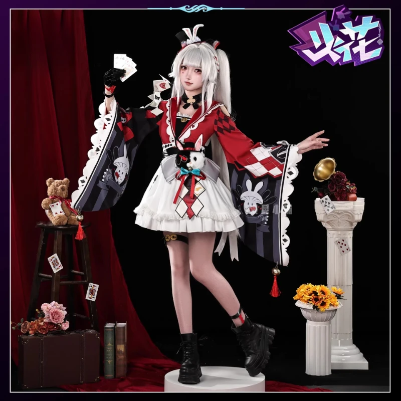 Honkai: 스타 레일 스파클 코스프레 의상 게임 Honkai: 스타 레일 스파클 SP 코스프레 의상 레드 귀여운 로리타 애니메이션 의상 가발 세트