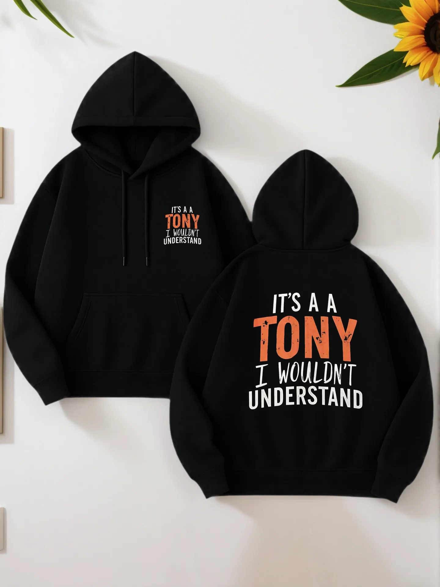 

Graphic Hoodie Men, Letter Print, Casual Style, Fleece, For Teens, For Everyday Wear