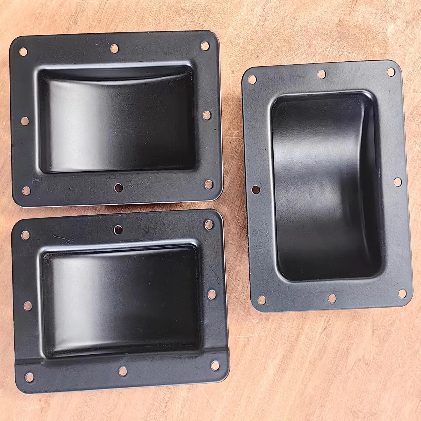 4Pcs Black Steel Rectangular Flight Case Caster Cups Recessed Holder Pit Trap For Audio Case Tool Box Stacking
