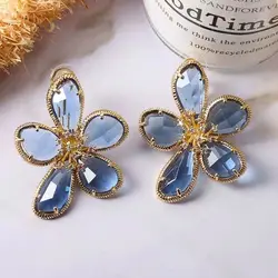 Ins Korea Fashion Crystal Flower Temperament Stud Earrings 2026 New Women Earrings Female Jewelry