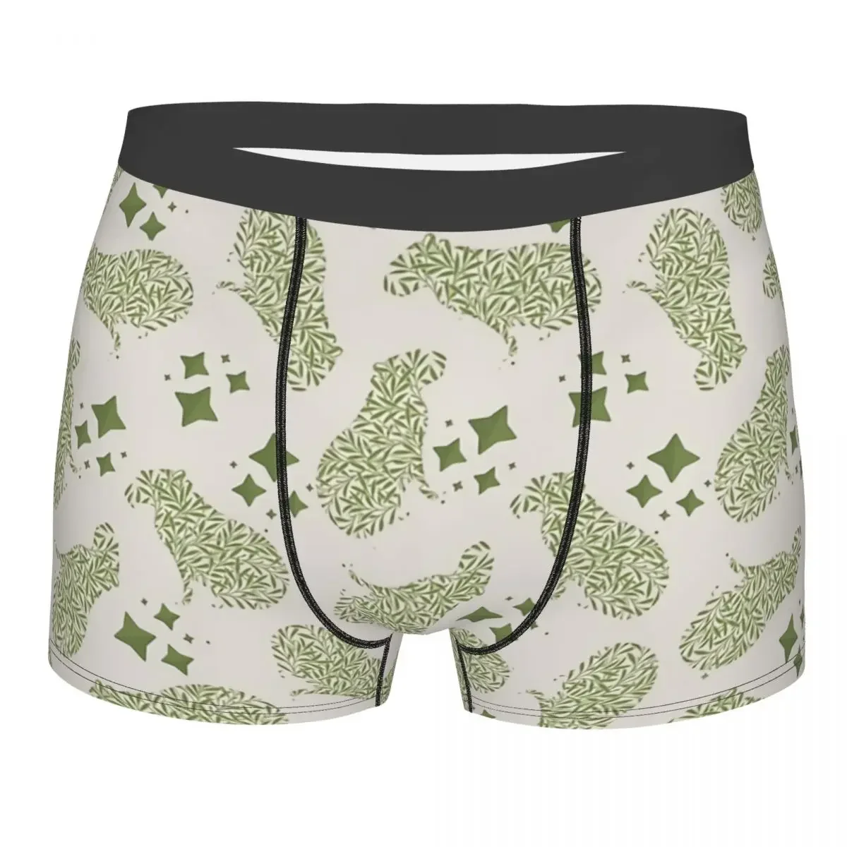 Green Botanical Men Boxer Briefs Underwear Capybara Highly Breathable High Quality Sexy Shorts Gift Idea