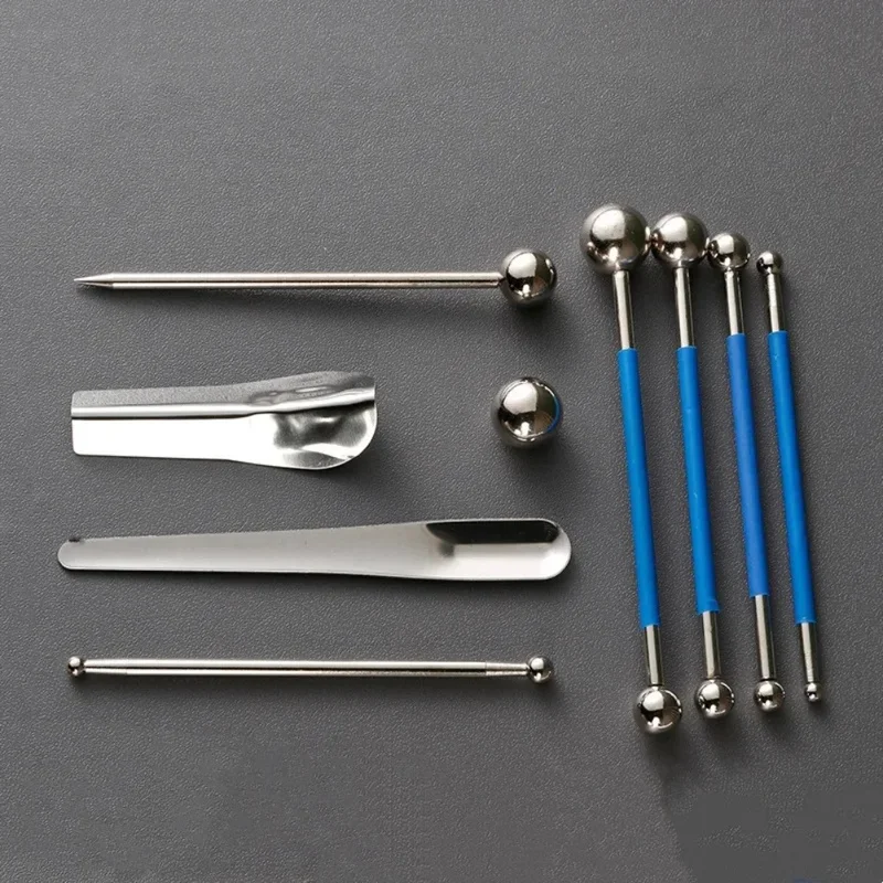 Tile Grout Seam Pressing Tool Set 9pcs Stainless Steel 4 Floor Seam Press Ball and 5 Beauty Seam Tools for Tile Surfaces