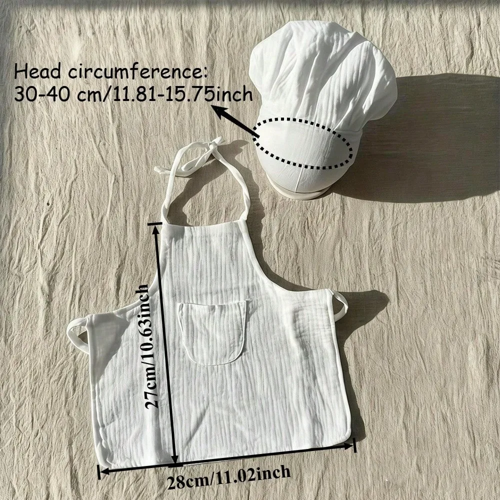 Newborn Photography Props Chef Costume Set, Baby Apron Hat Spoon Outfit, Infant Photo Shoot Accessories