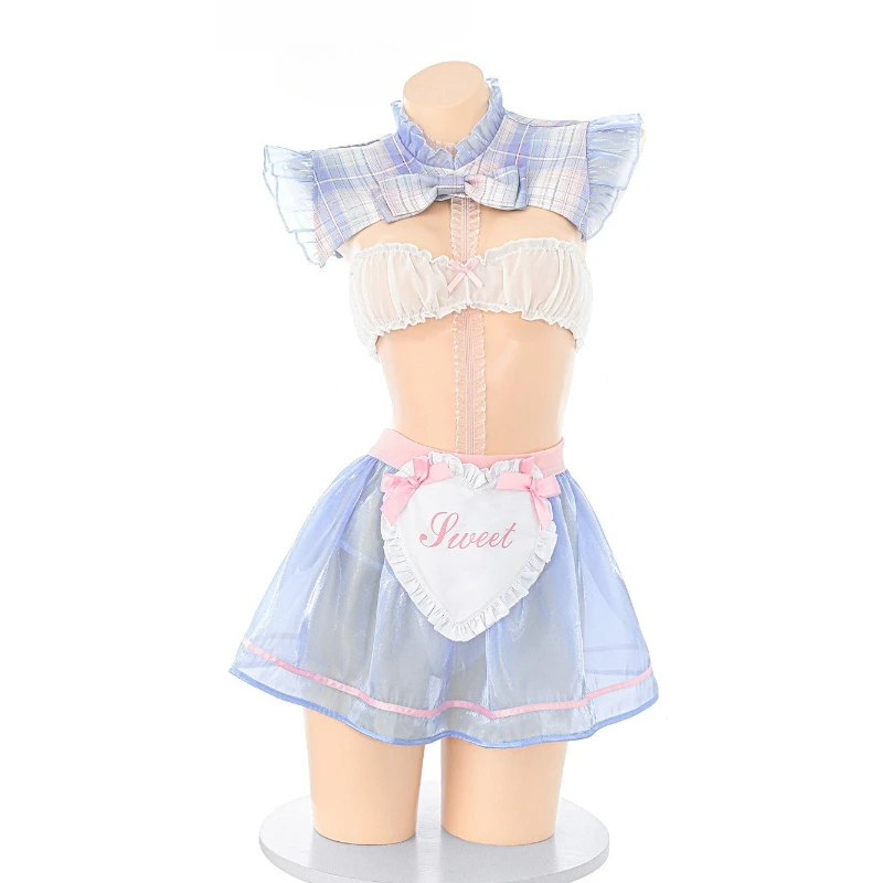 

Anime Sweet Maid Uniform Cosplay Costume JK Dream Shiny See Through Underwear Cute Girl Role Play Nightwear Lingerie Outfits