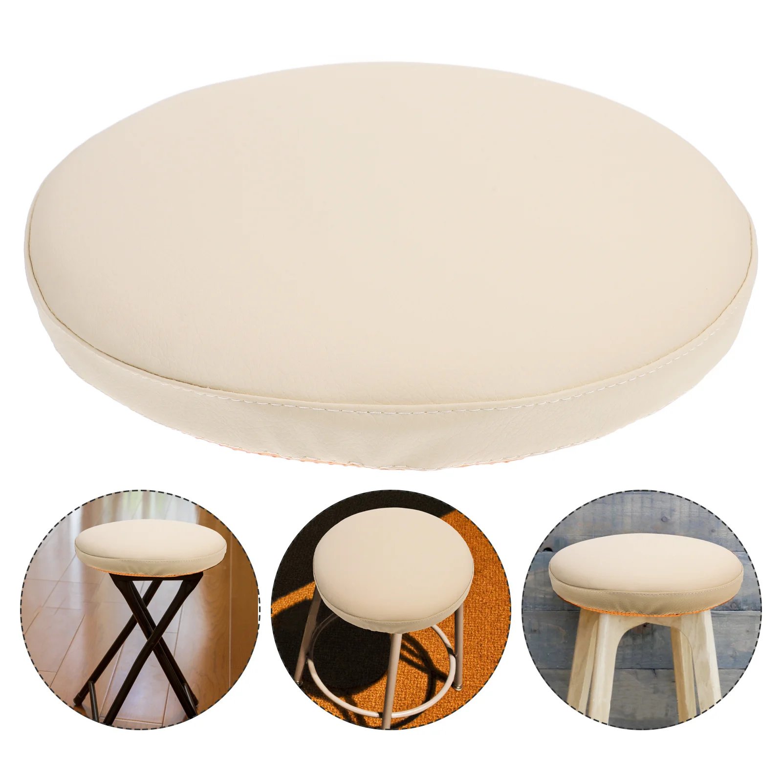 

PU Dining Chair Cushion Round Foam Seat Pad Soft Non-Slip Window Tatami Mat Stool Mat Living Room Patio Garden White