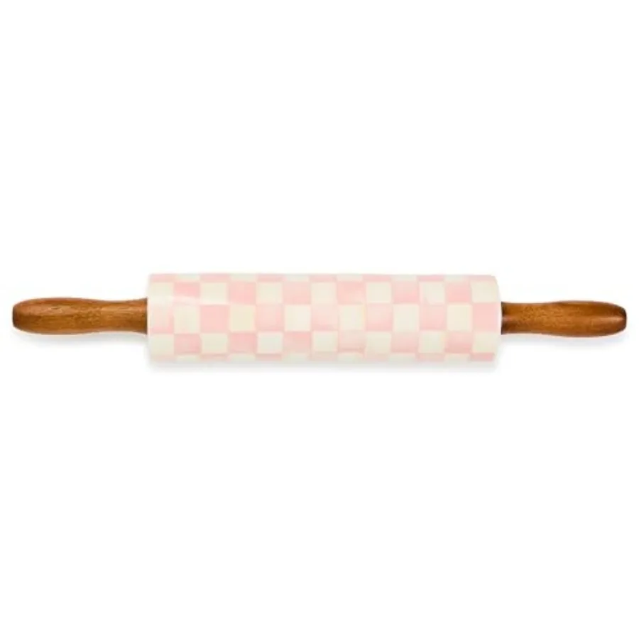 

Rolling Pin Ceramic Decorative Roller Pin for Baking Pink-and-White