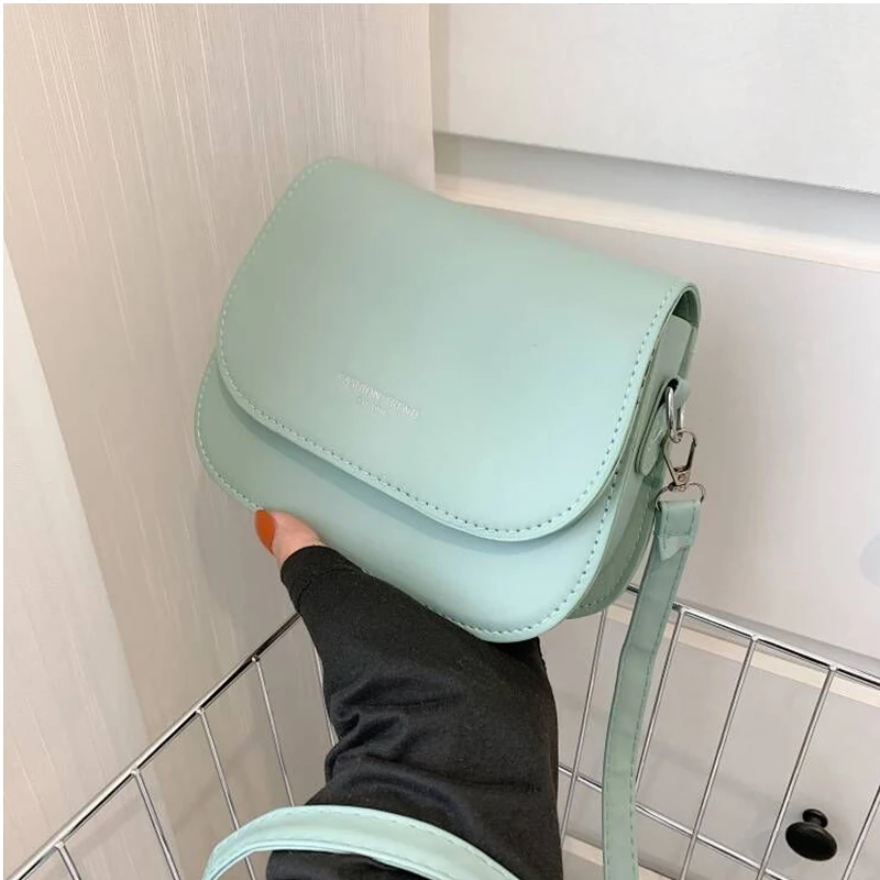 Yogodlns Trendy Sattel Schulter Tasche Frauen PU Leder Umhängetasche Einfache Feste Farbe Klappe Umhängetasche Designer Handtaschen Beutel – Detail 34