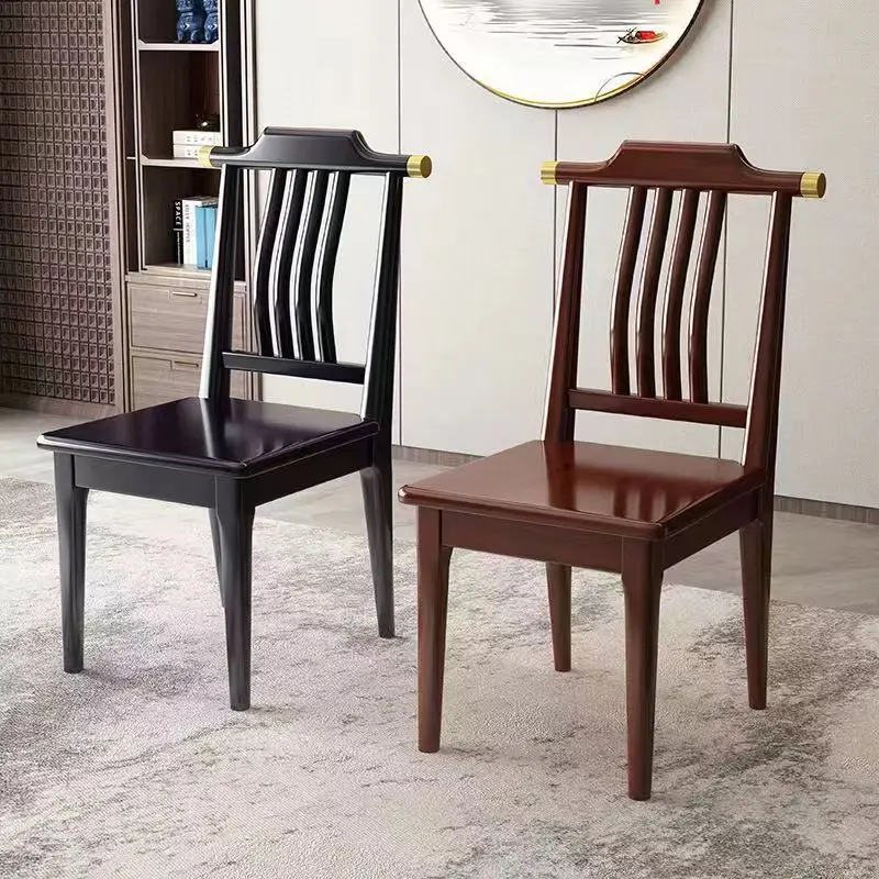 New Chinese Restaurant Chairs Solid Wood Luxury Hotel Furniture Dining Chairs Household Simple Backrest Chairs