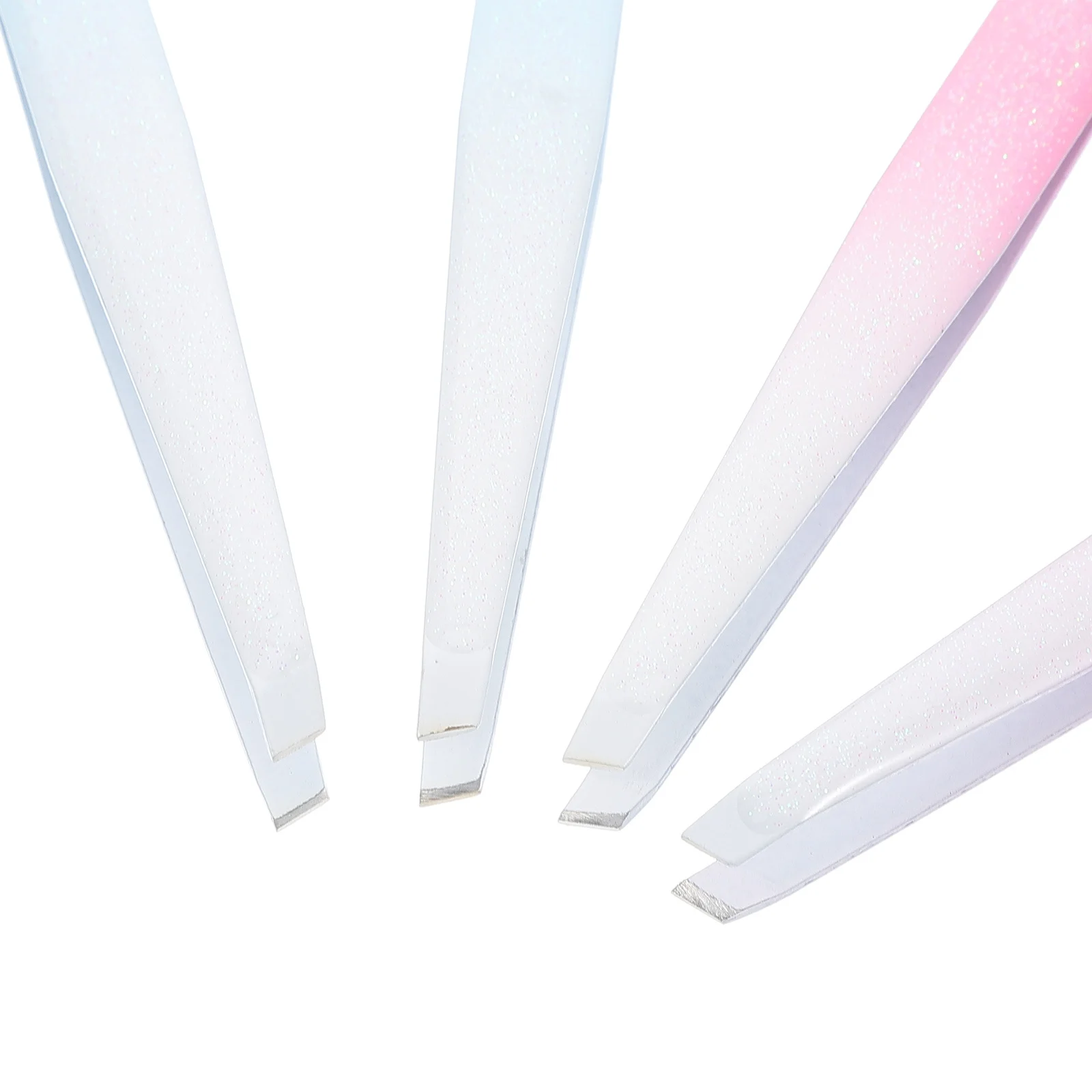 Pinça profissional de ponta inclinada, 4 unidades, aparador de sobrancelha, remoção de pelos faciais, design elegante com glitter, acessório de beleza versátil