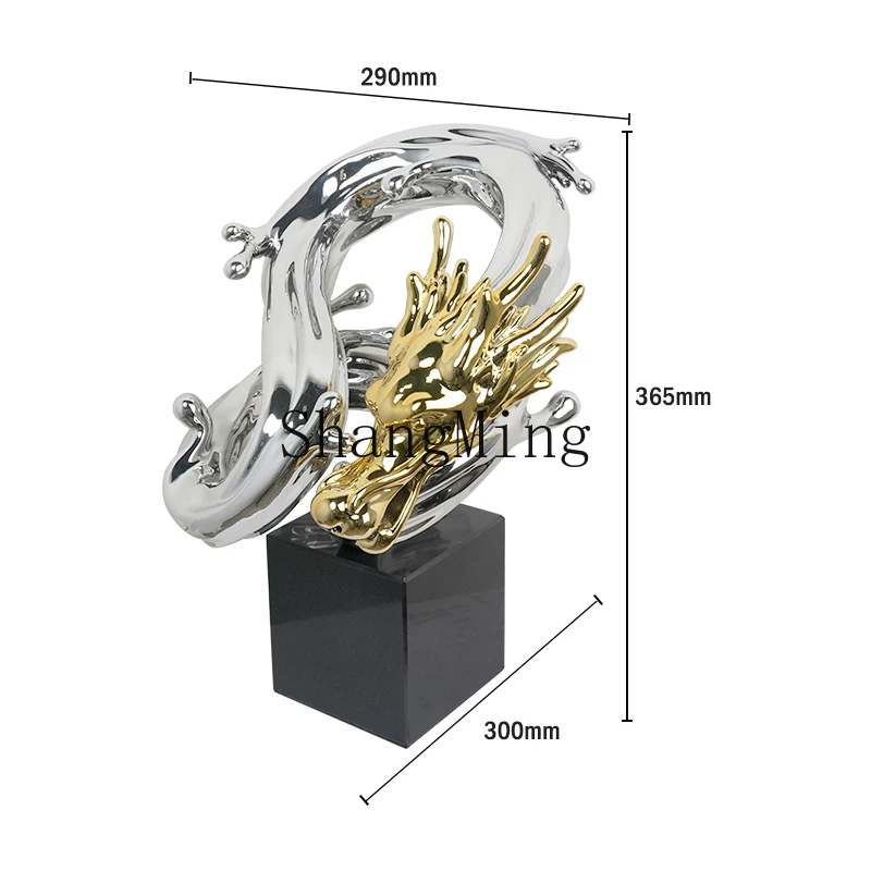 CL  Electroplated Gold Dragon Artwork Soft  Room TV Cabinet Artistic Coiled Dragon Ornament