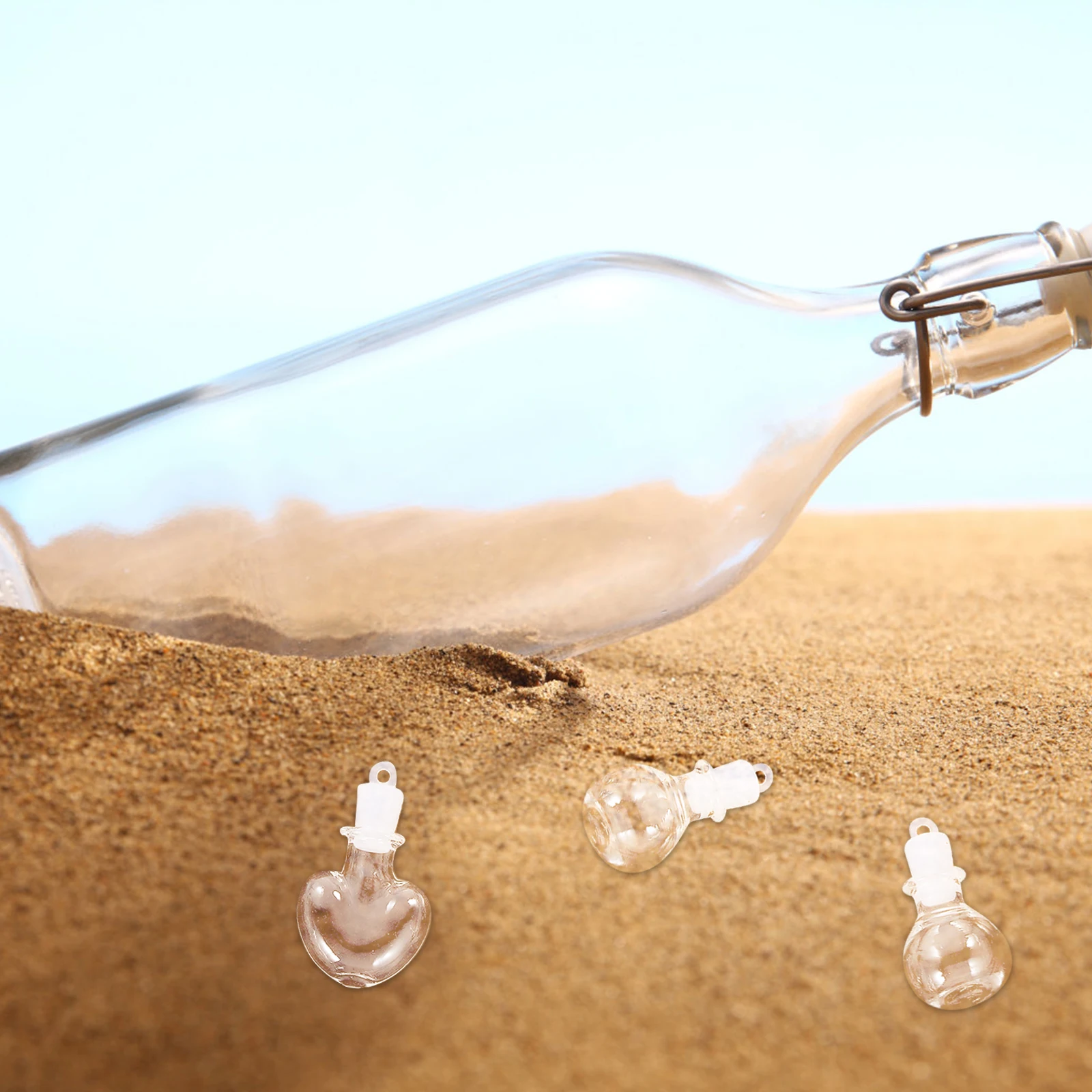 

48Pcs Mini Transparent Glass Wish Bottle Pendant Small Wishing Jars for DIY Crafts Honeymoon Keepsakes Storage Decorative Vials