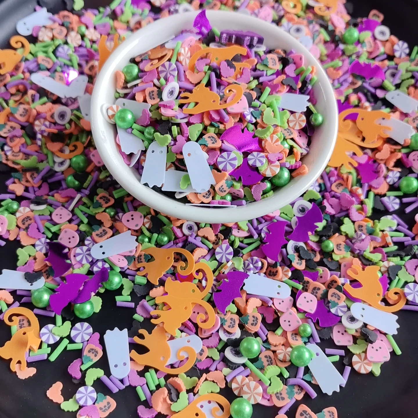 Mixed Halloween Series Slices Ghost Cat Polymer Hot Clay Sprinkles For Diy Slime Filling Accessories DIY Phone Case Decor