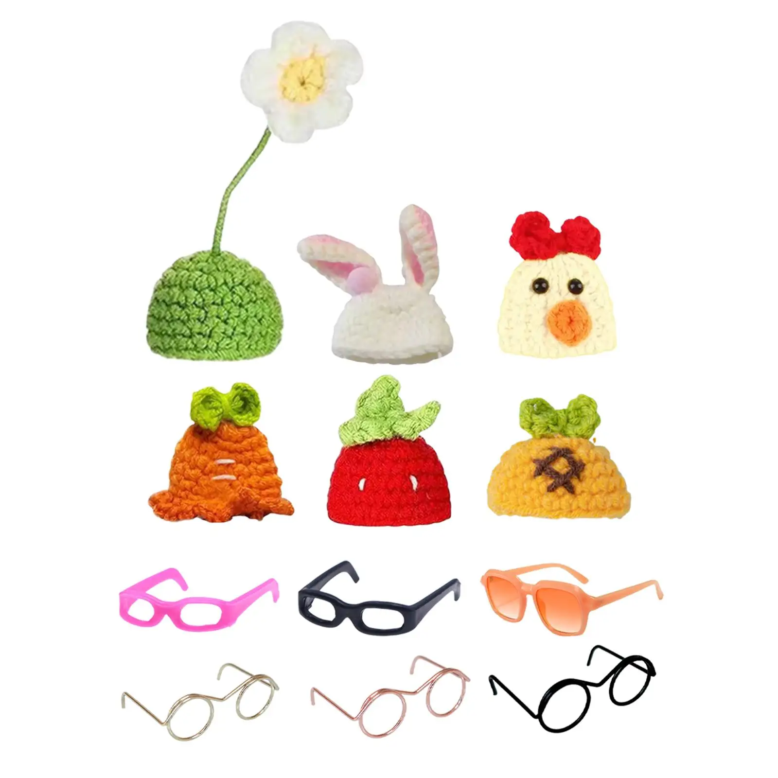 Mini-Strickmützen mit Sonnenbrille, Tischdekorationen, kleine Statue, Kleidung, Urlaubsdekoration als Geschenk, Schlafzimmer-Mittelstück