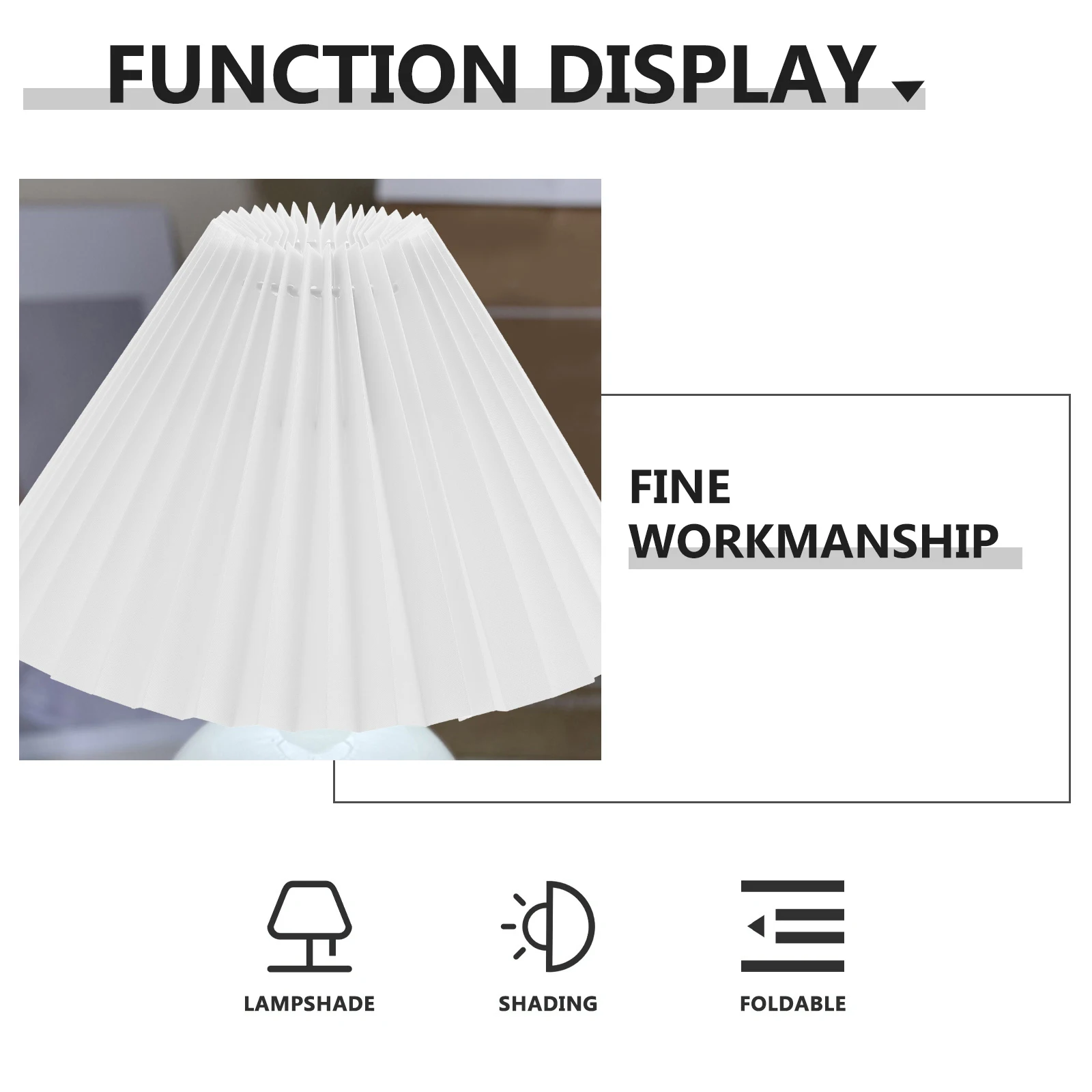 

Pleated Cloth Lampshade E27 White Light Shade Cover Table Lamp Accessories Decor Bedroom Living Room Wall Lighting
