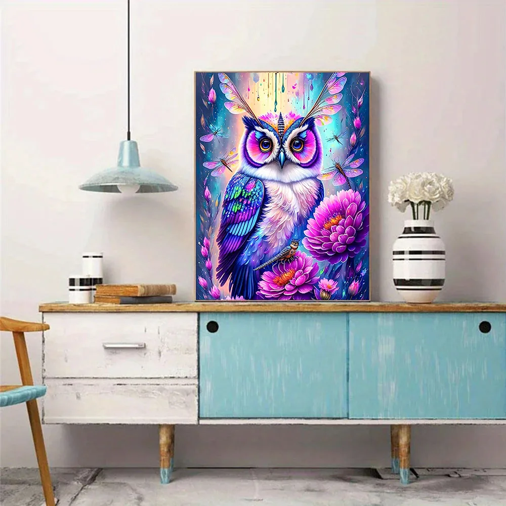 DIY 5D Diamond Painting Pink Owl Full Round Diamond Embroidery Cartoon Animal Cross Stitch Set Art Home Decoration