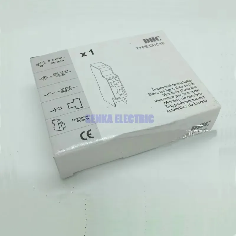 DHC18 Din Rail Stair Lighting Automat Timer 220V 16A Staircase Time Delay Switch DHC 18