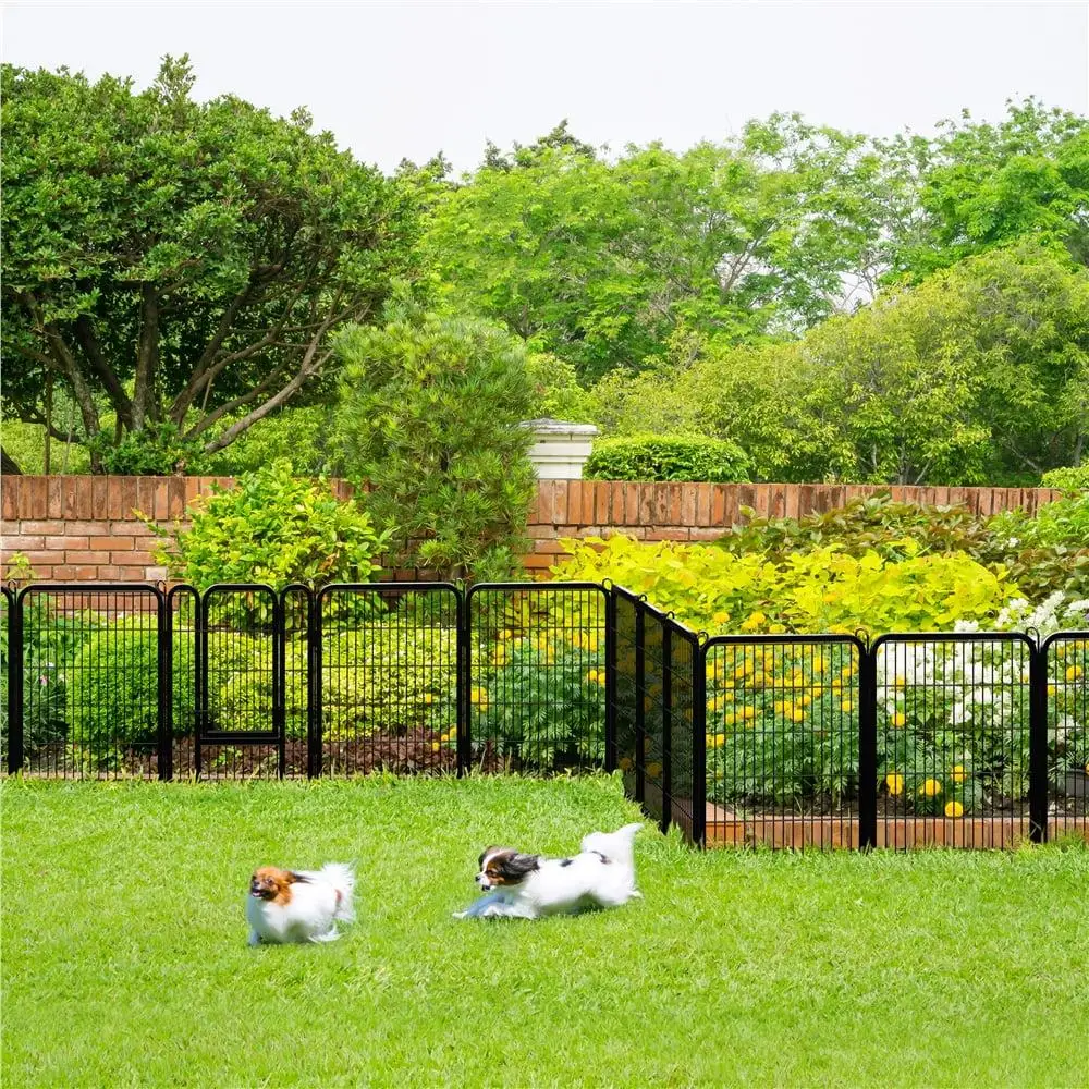 

Durable 31.5" Metal Pet Playpen Steel Dog Cat Barrier Indoor Outdoor Exercise Fence with Door