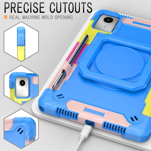 Imagen 2 del producto Funda de silicona para tableta Lenovo Tab M11 TB-331FC, soporte giratorio de 360 °, a prueba de golpes, con correas para los hombros, TB-330FU