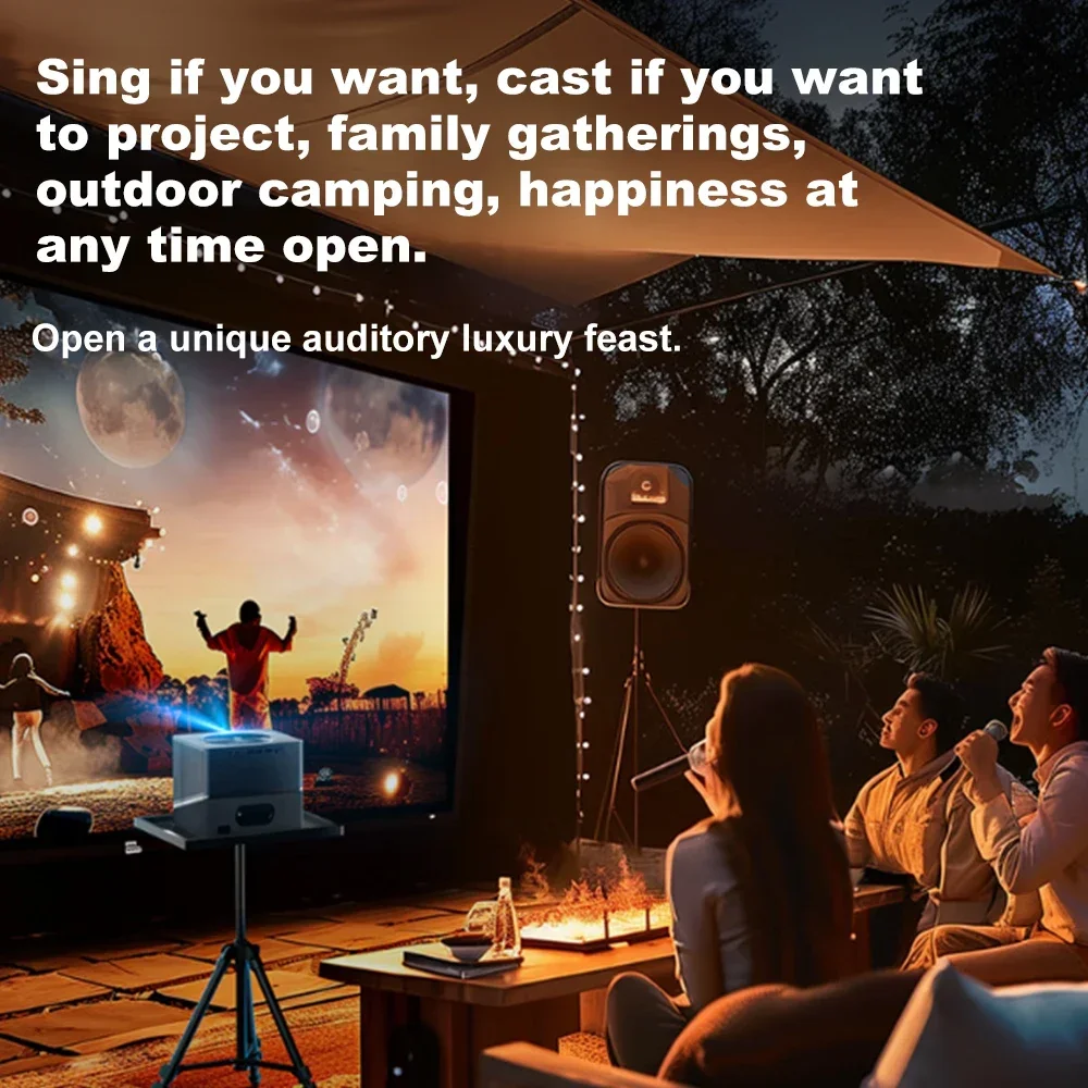 

Sainyer A15 Multifunctional 4K LED Projector Portable Wireless Speaker With 2 Microphones For KTV Camping And Home Theater