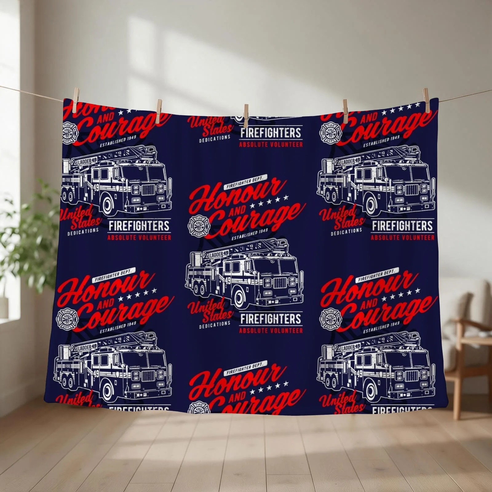 Honour And Courage. Fire Department. Throw Blanket couch cozy soft plush fuzzy picnic outdoor blanket