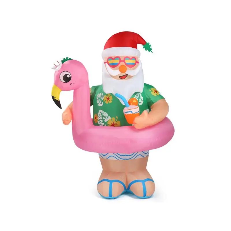 

5.9 FT Inflatable Christmas Decoration, Hawaii Santa Claus Outdoor Decoration, Funny Blow Up Yard Decor with Built-in LED