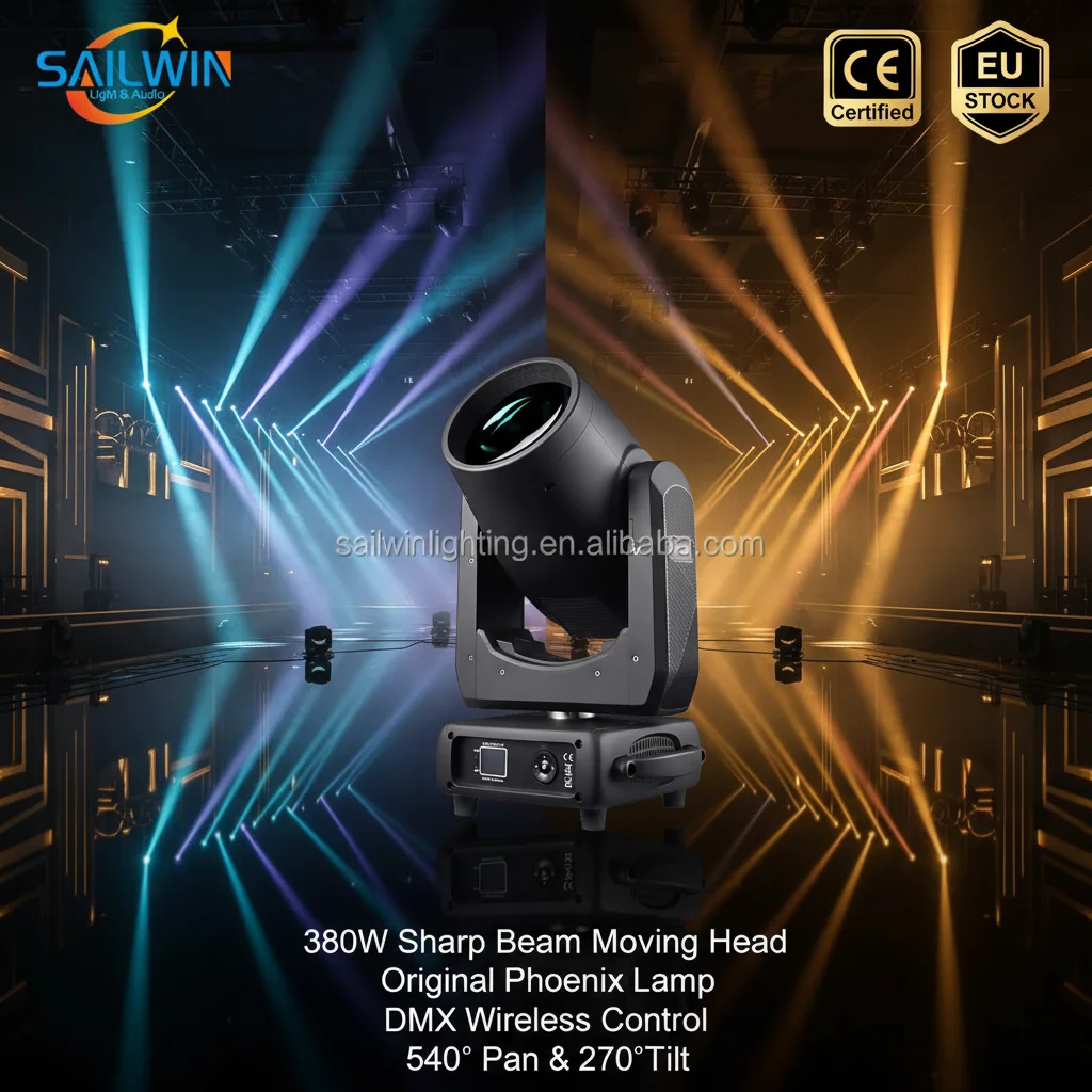 380W Sharp Beam Moving Head Stage Light Wireless DMX DJ Disco Wedding Night Club Professional Stage Moving Beam Lighting