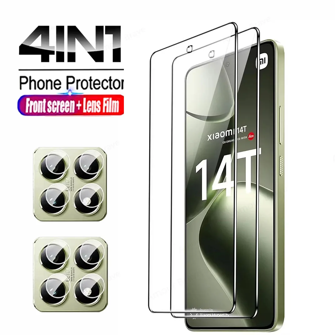 

4 in1 For Xiaomi 14T Pro Tempered Glass For Xiaomi 14 13 12 11 Lite 5G Ne Lens Film For Xiaomi 11T 12T 13T Pro Screen Protectors