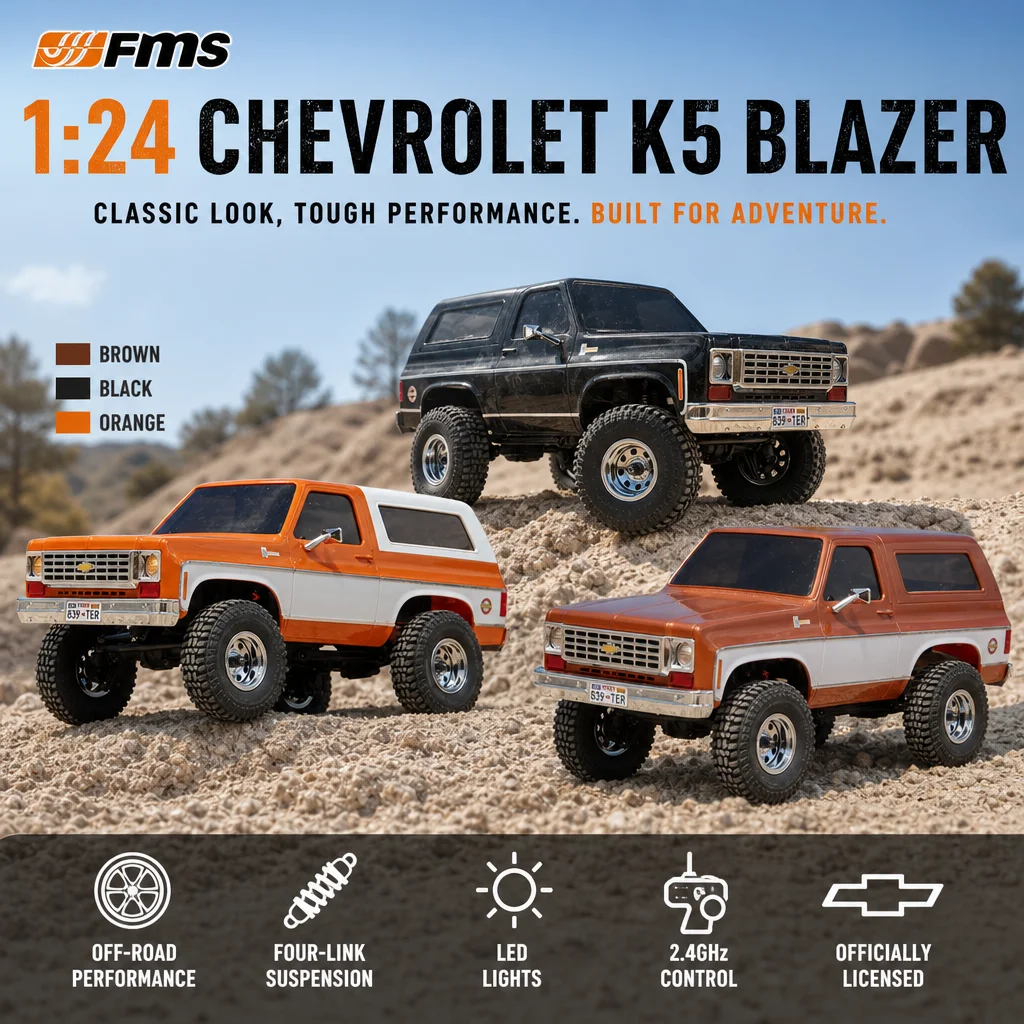 Fms 1:24 Chevrolet K5 Blazer Rc Car Fcx24 Retro Simulation Rc Crawler Truck Remote Control Car Model Off Road For Adult Toy Gift