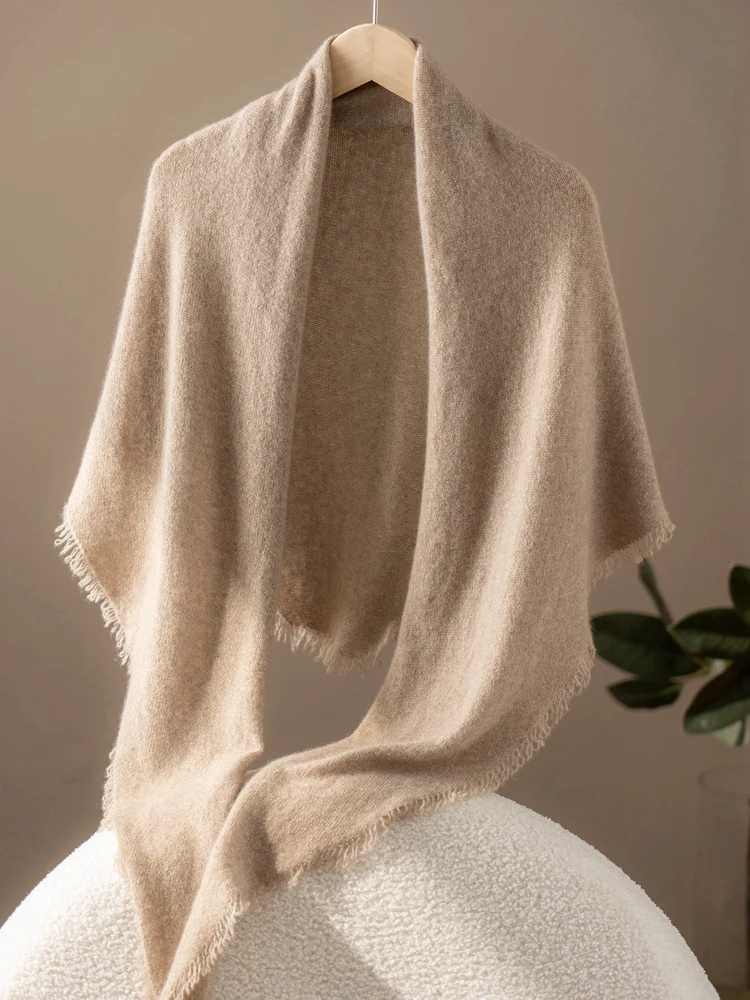 2025 New Fashion 100% Pure Goat Cashmere Triangle Shawl Women's High-quality Fashion Accessories Temperament Shawl Scarf