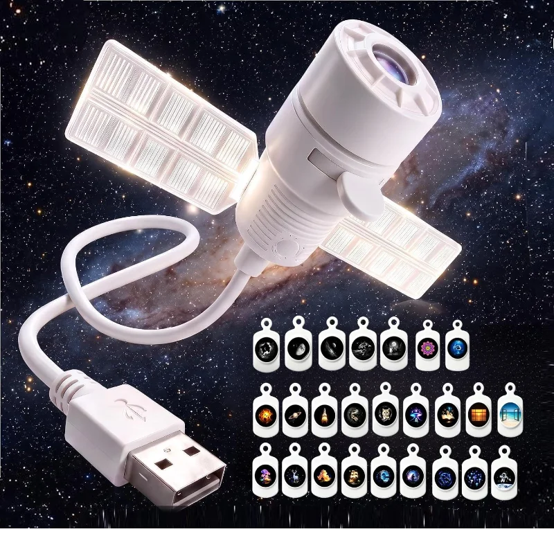 24-in-1 HD USB Plug-in Galaxy Star Projector Night Light 2 Style 360° Rotatable Sky Projector Light For Bedroom Atmosphere Decor