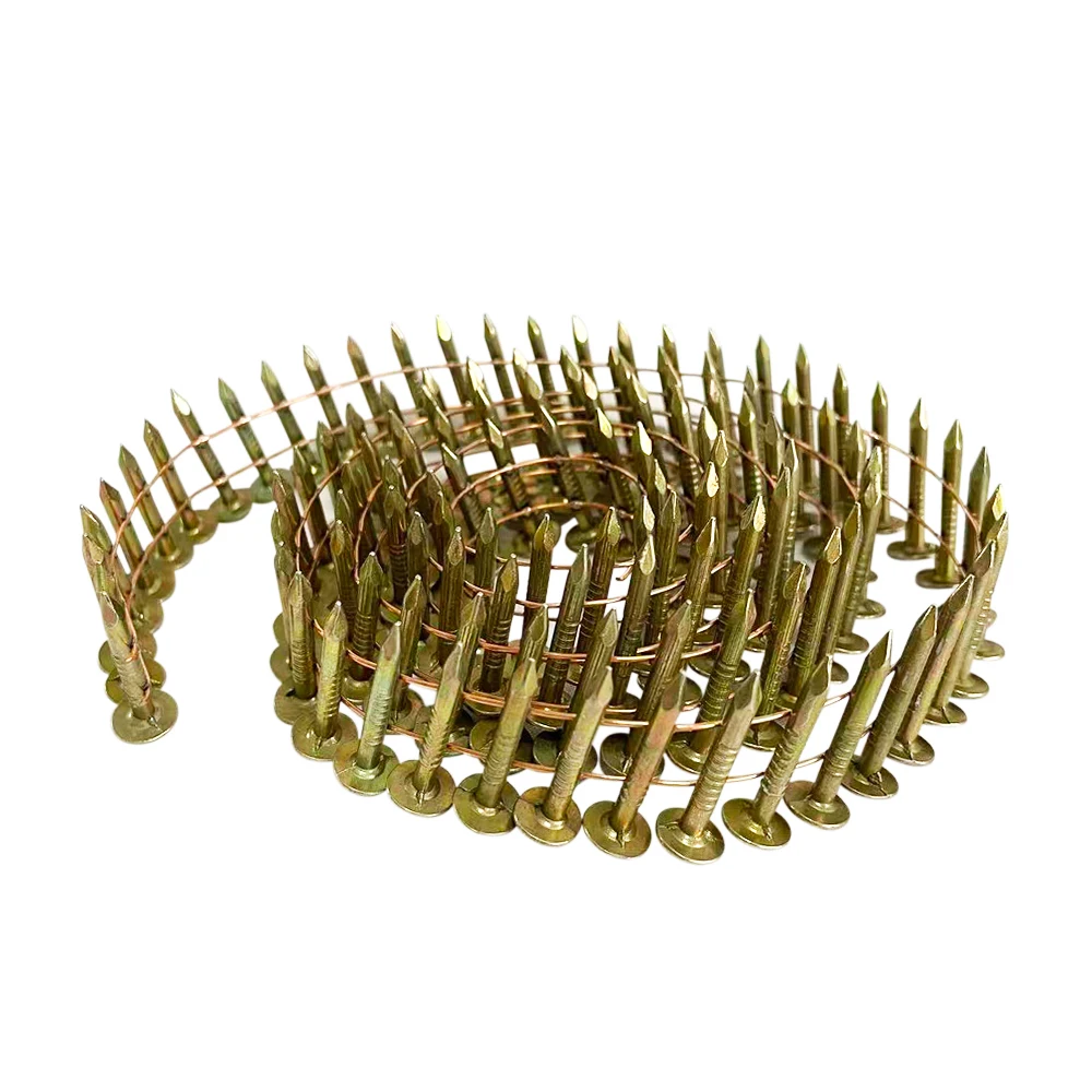 120pcs Coil Nails 25mm 32mm Big Cap Woodworking Tacks 15 Degree Round Head Pneumatic Roofing Nailer Nails