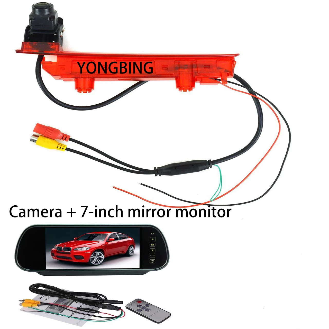 Car brake light rearview mirror, optional monitor for Volkswagen T5/T6 2010-2017 waterproof night vision reversing camera