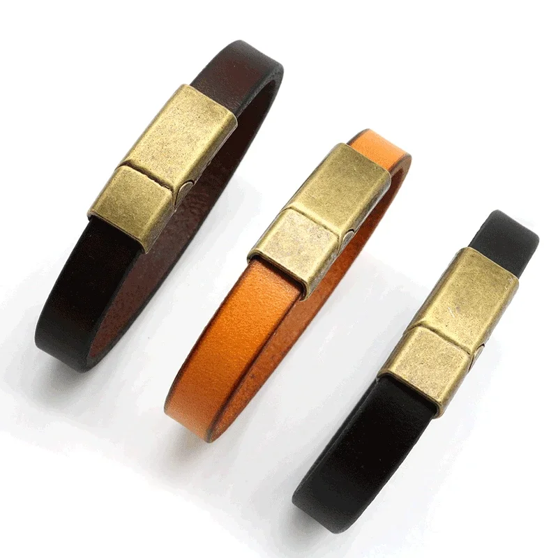 Classic Punk Male Bracelet Hip Hop Rock Retro Wild Men\'s Genuine Leather Bracelet Men Bangle Charm Cuff Jewelry