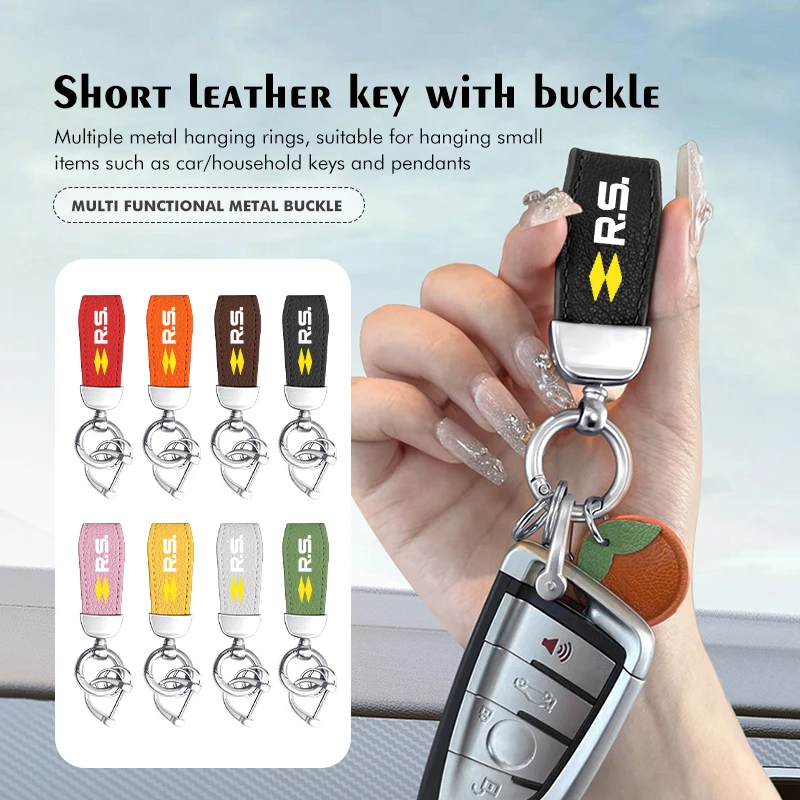 Car Keychain Pendant Leather Key Anti-lost Chain Ring Pendant For Renault RS Sport Megane 3 4 2 Clio 5 Line Sandero Scenic Logan