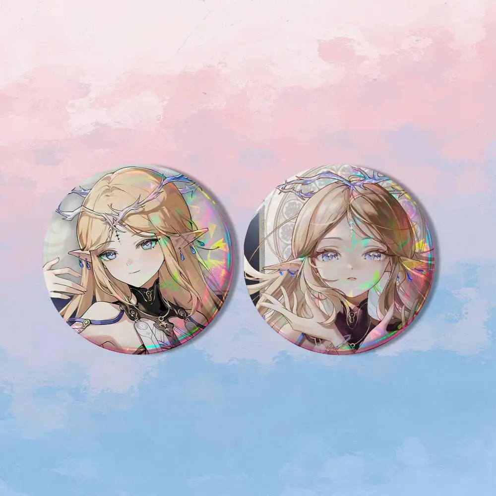 W-Wuwa C-Cartethyia 2 piece set Badges On Backpack Jacket Cartoon Round Brooches Acrylic Button Pins