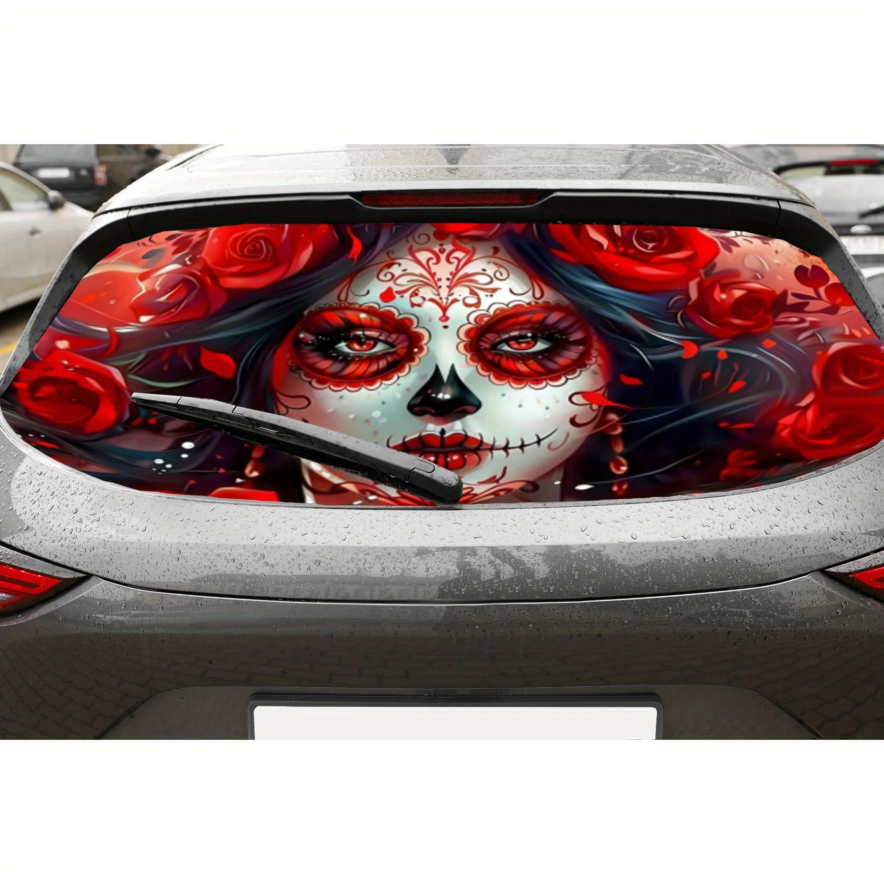 Sugar Skull Girl PVC material self-adhesive waterproof car rear window sticker, easy to paste without falling off, waterproof an