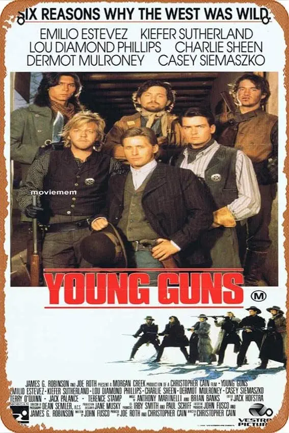 Zuhhgii Tin Sign Retro YOUNG GUNS Original Daybill Movie poster Estevez Kiefer Sutherland Charlie Sheen Movie Tin Sign Po